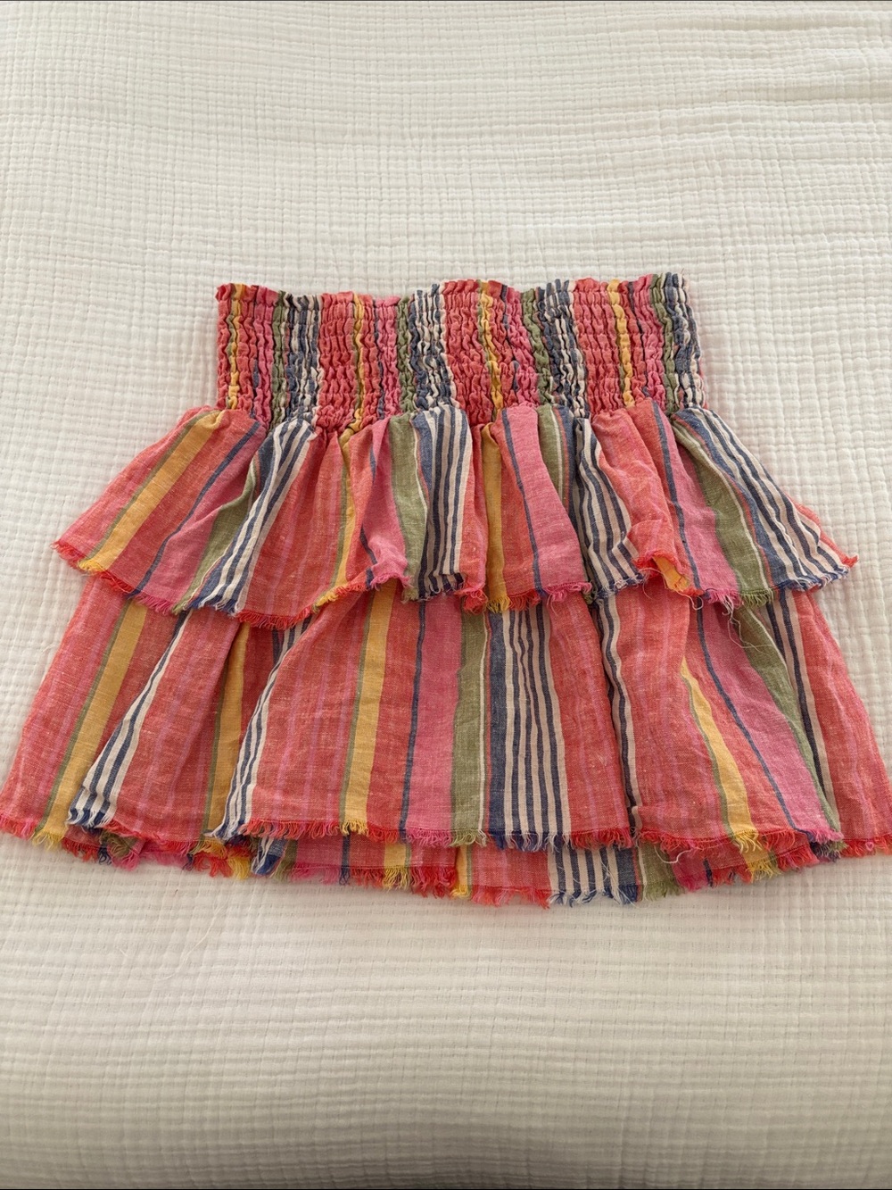 Sundays Lara  Smocked Multi-Color Tiered Stripe Skirt